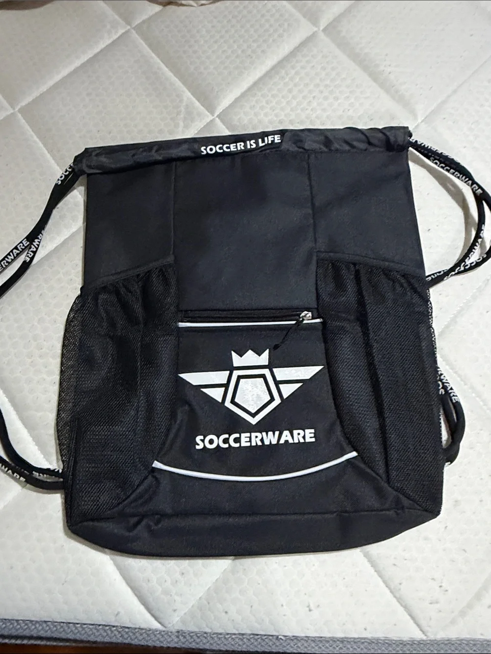 Soccerware Black Drawstring Backpack -